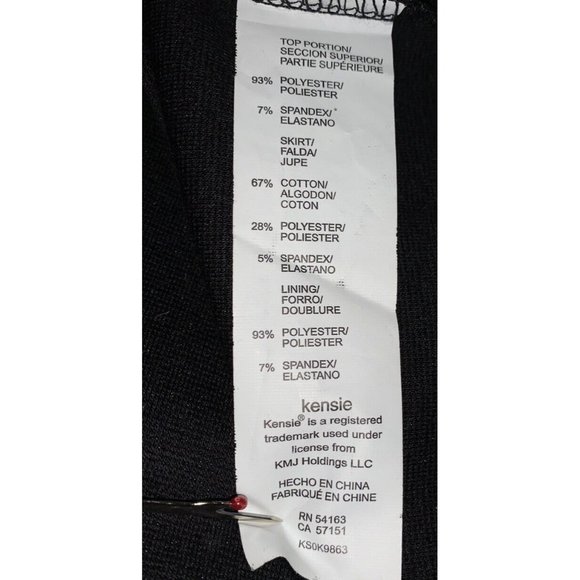 KENSIE Sz MEDIUM Black Sequined Mixed Media Peplum Dress Sleeveless Women's EUC - Picture 9 of 10